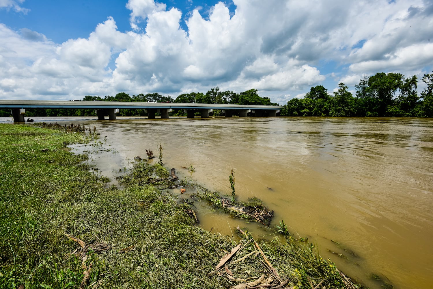 Great Miami River level higher than normal after  heavy rain