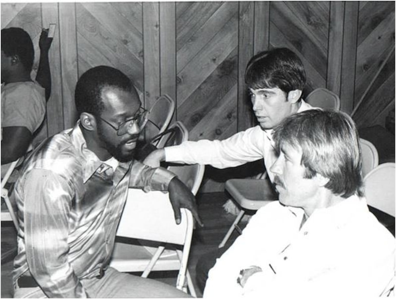 Years after they fought in karate, Bob Harris, left, and actor/karate expert Chuck Norris shared some time together in the 1980s. PROVIDED