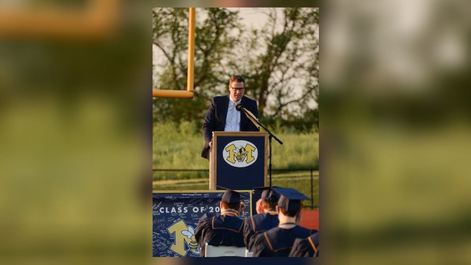 Monroe's first-year Superintendent Robert Buskirk credits teachers, staffers and the community with helping him through his first go as a full-time district leader during the third school year impacted by COVID-19. Buskirk is putting the finishing touches on the school year in the fast-growing Monroe Schools and said he is grateful for all the support. Buskirk is pictured speaking at last month's Monroe High School graduation. CONTRIBUTED