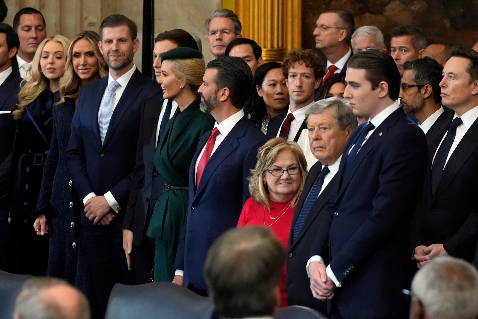 Trump family members arrive before the 60th Presidential Inauguration in the Rotunda of the U.S. Capitol in Washington, Monday, Jan. 20, 2025. (AP Photo/Julia Demaree Nikhinson, Pool)