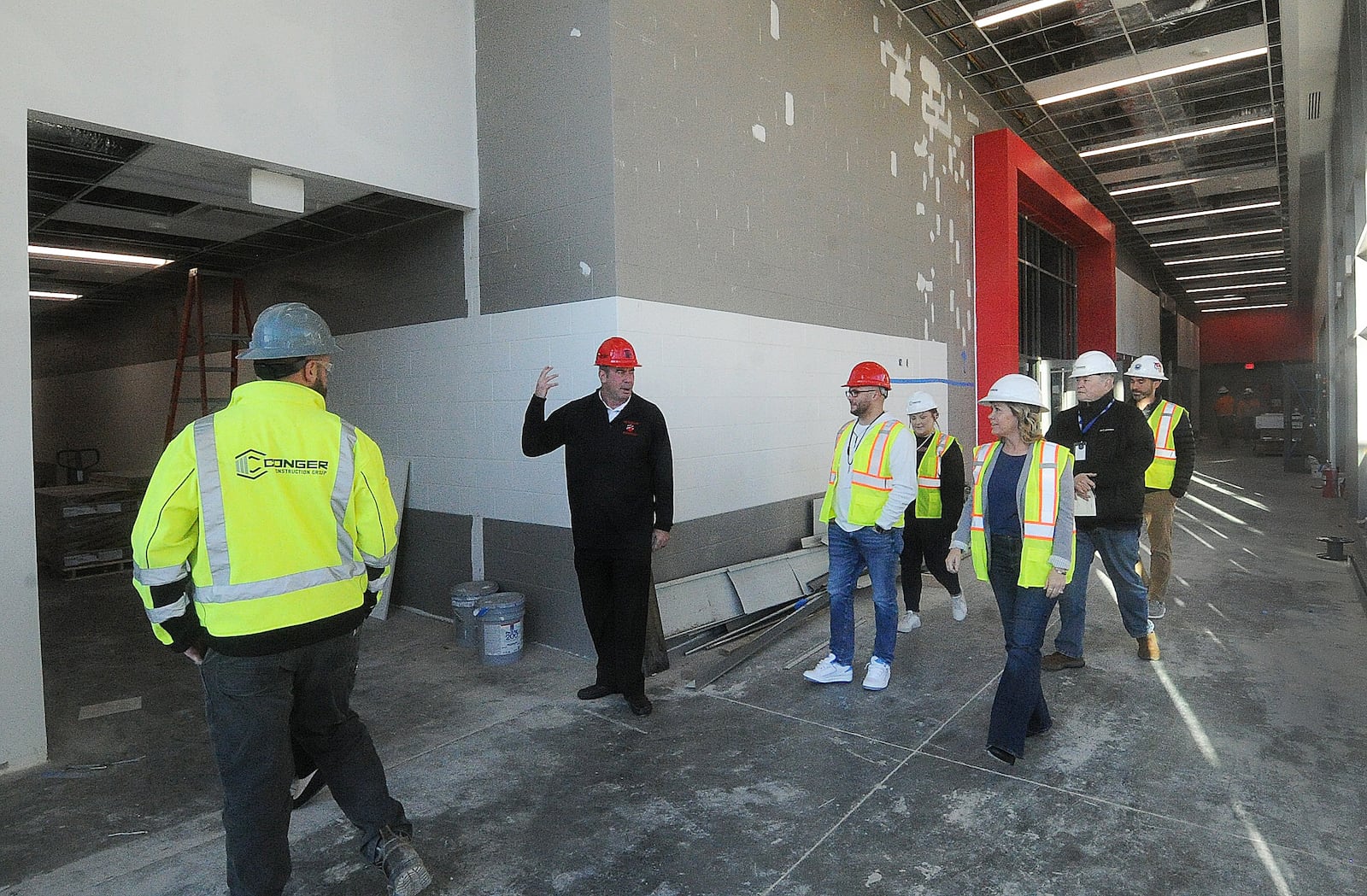 Superintendent Michael Sander and staff takes a tour Friday, Dec. 15, 2023 of the new Franklin High School located on East Sixth Street. MARSHALL GORBY\STAFF