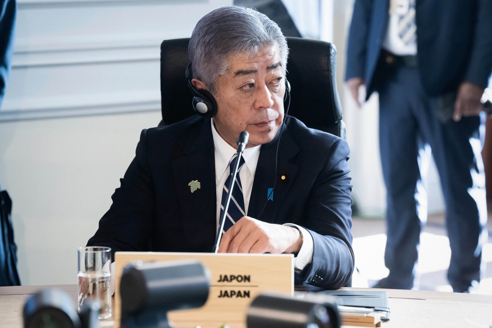 Japanese Foreign Minister Iwaya Takeshi attends the G7 foreign ministers meeting in La Malbaie, Canada, Friday March 14, 2025. (Saul Loeb, Pool Photo via AP)