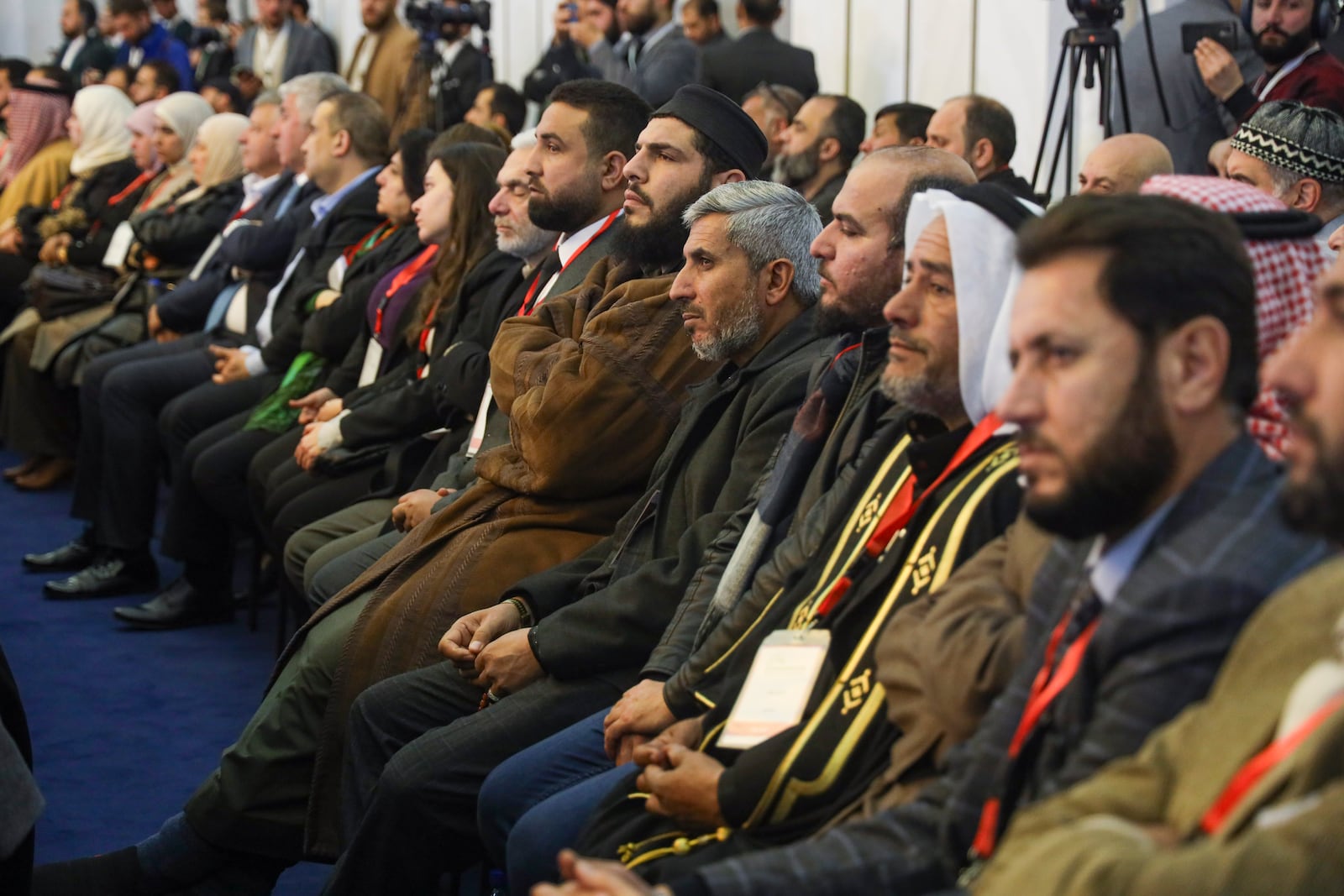 Participants attend Syria's national dialogue conference at the Dama Rose hotel in Damascus, Syria, Tuesday Feb. 25, 2025.(AP Photo/Omar Albam)