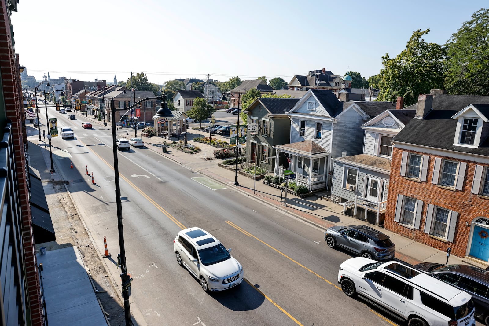 Apartments at Rossville Flats on Main Street in Hamilton are nearing completion with possible move-in starting in the end of October. This is a balcony view facing Main Street. NICK GRAHAM/STAFF