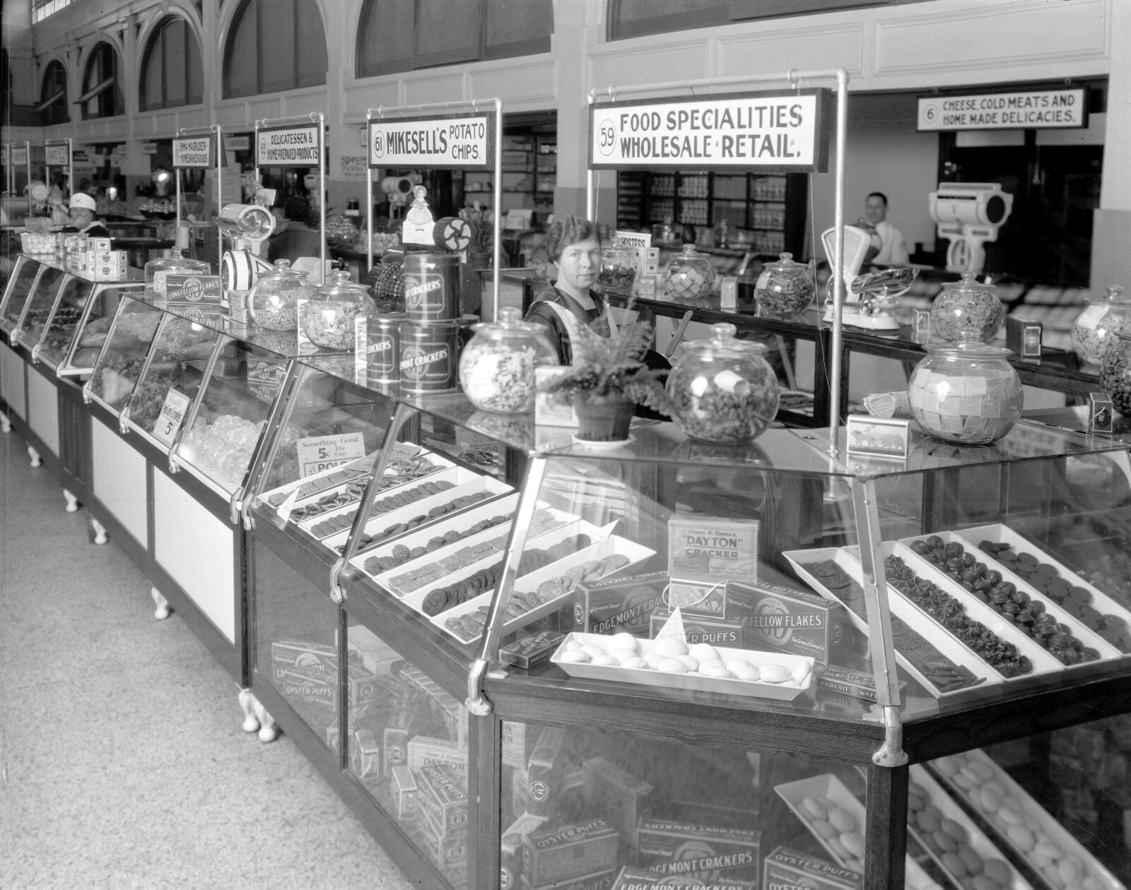 Photo credit: NCR Archive at the Montgomery County Historical Society Mikesell's Potato Chips were delicious when they sold them at the Jefferson Street Market House in 1923.