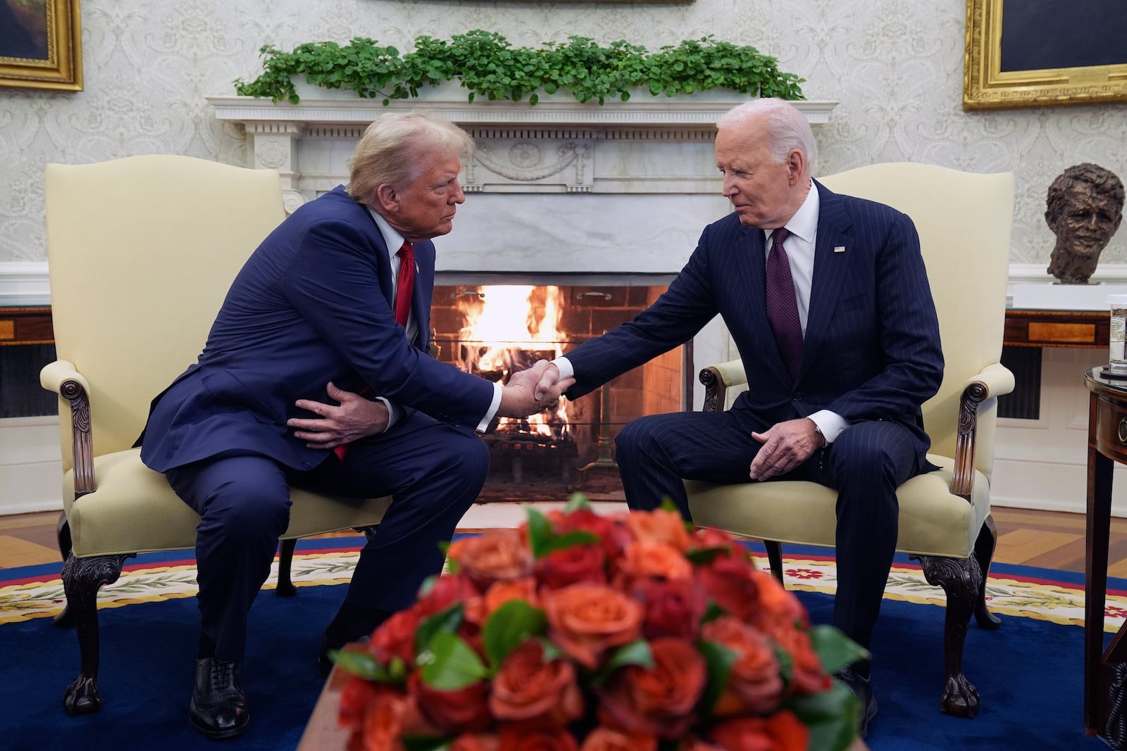 President Joe Biden meets with President-elect Donald Trump in the Oval Office of the White House, Wednesday, Nov. 13, 2024, in Washington. (AP Photo/Evan Vucci)