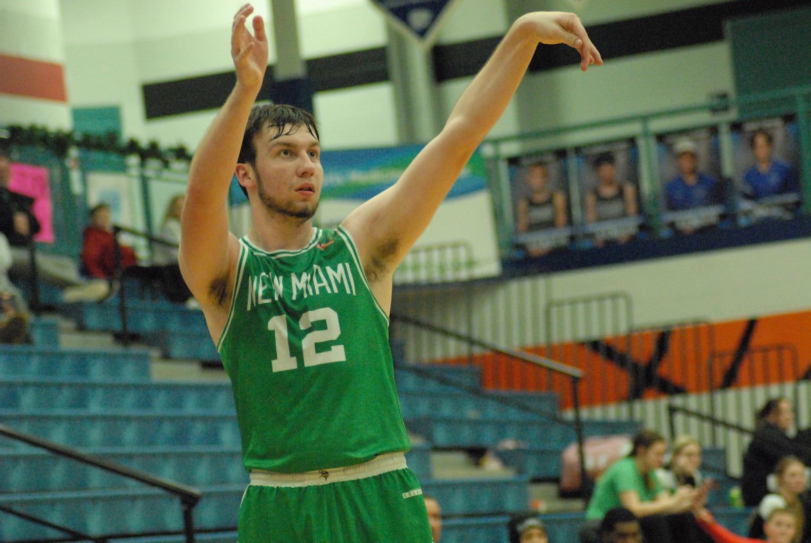 New Miami's Mason Stephens puts up a shot against Cincinnati Christian on Tuesday night. Chris Vogt/CONTRIBUTED