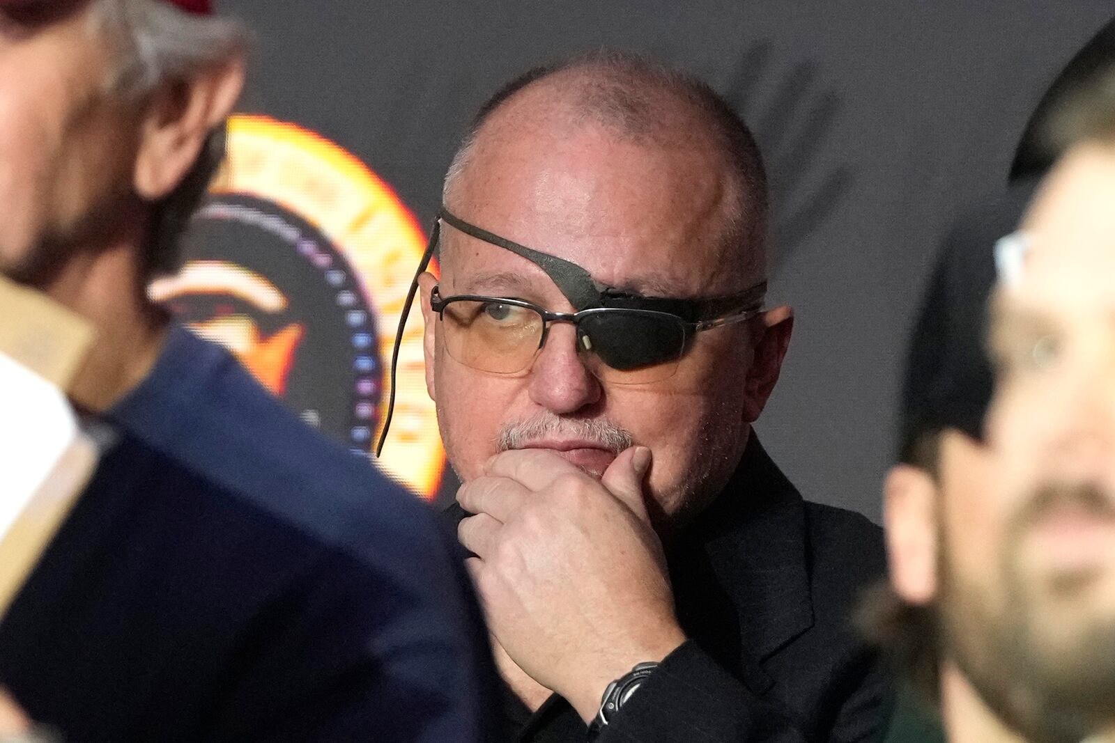 Oath Keepers founder Stewart Rhodes attends an event where President Donald Trump will speak at the Circa Resort and Casino in Las Vegas, Saturday, Jan. 25, 2025. (AP Photo/Mark Schiefelbein)