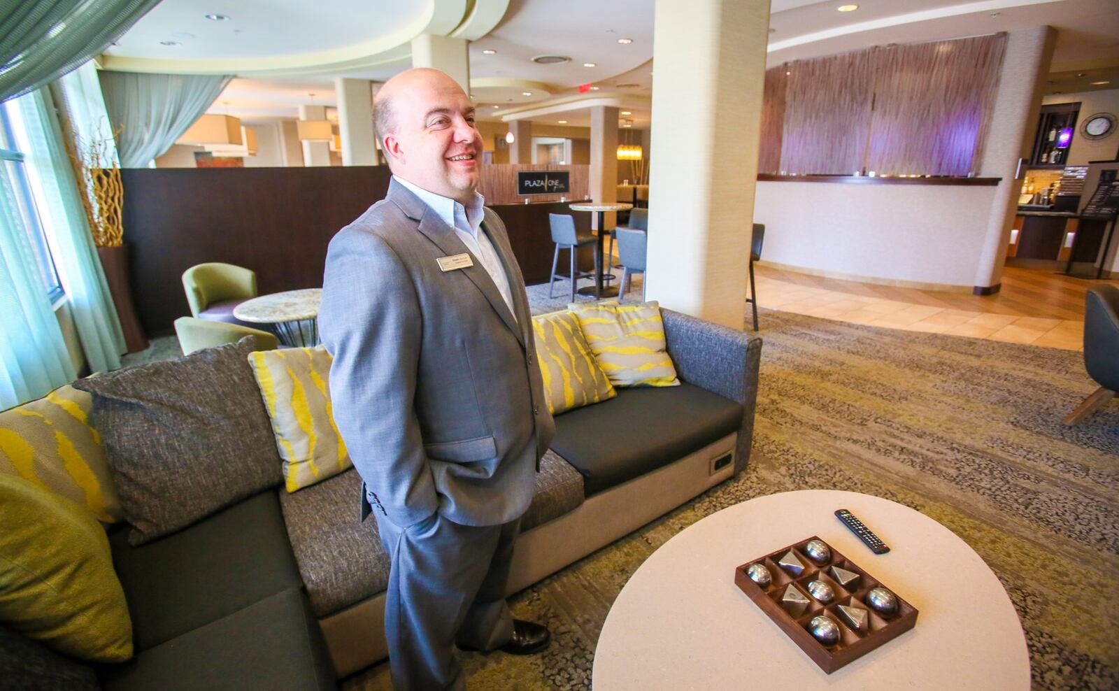 Courtyard by Marriott Hamilton General Manager Shawn Stidham in the newly renovated lobby at the hotel. 