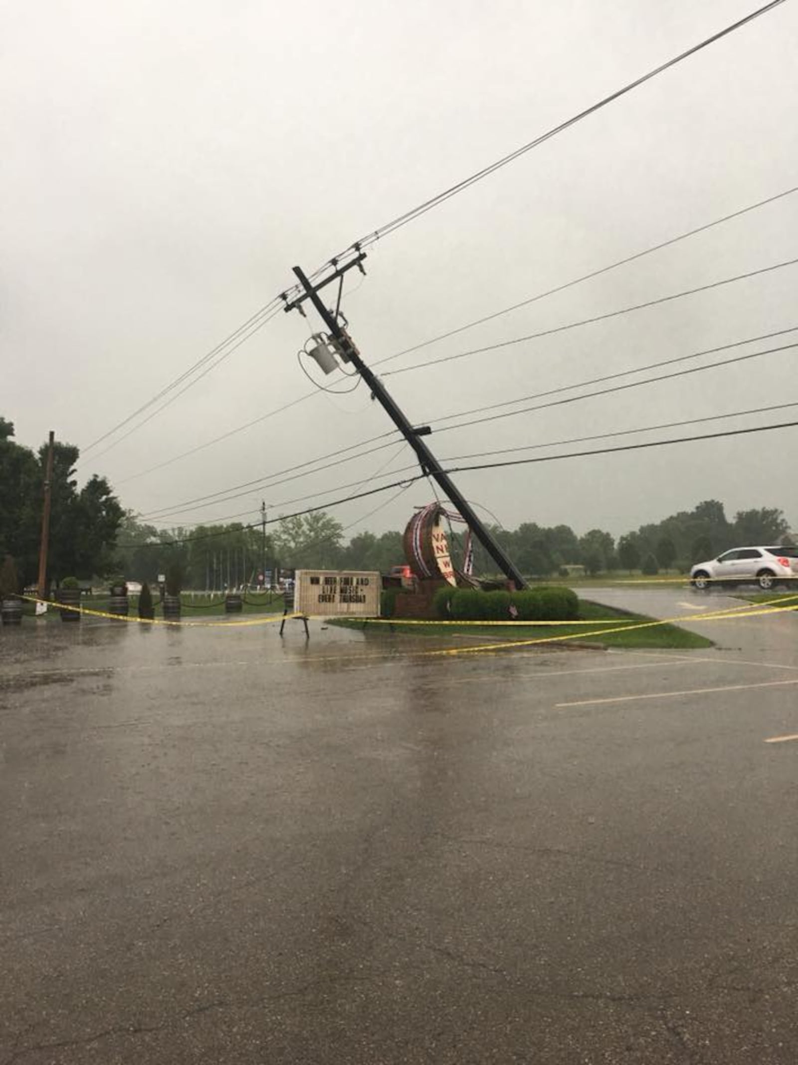 An iconic Valley Vineyards sign was damaged by a pole knocked over by storms on Friday, June 8, 2018. CONTRIBUTED