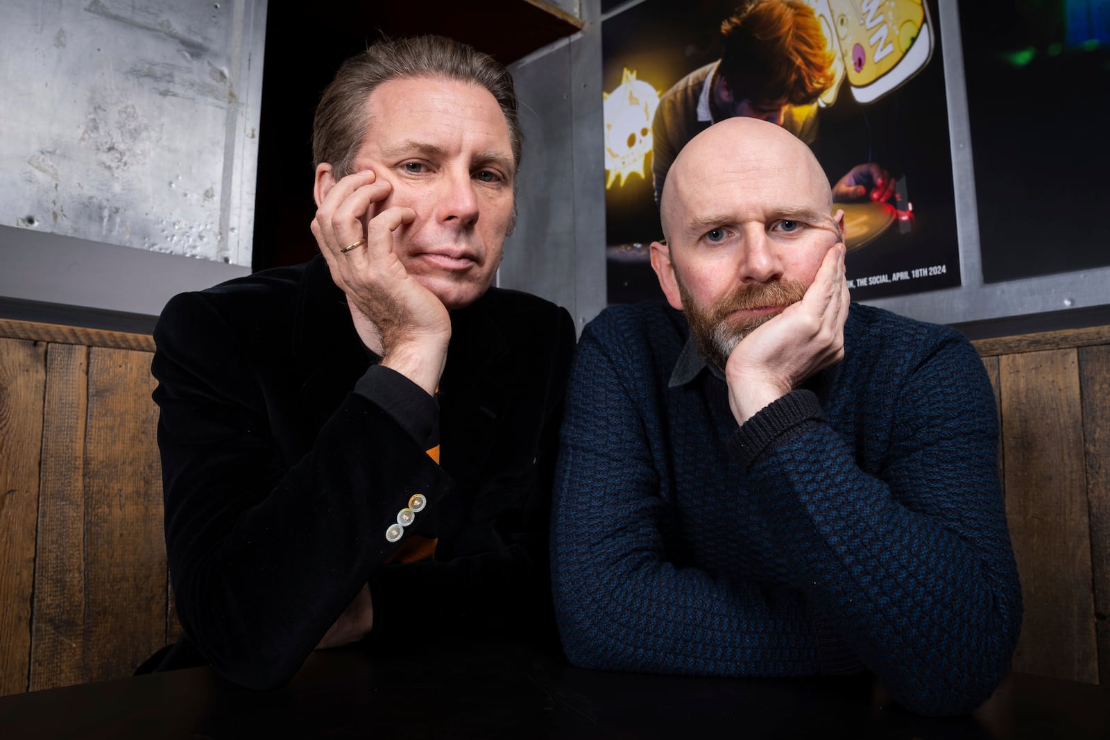 Alex Kapranos, left, and Bob Hardy of Franz Ferdinand pose, Thursday, Nov. 28, 2024, in London. (Photo by Scott A Garfitt/Invision/AP)