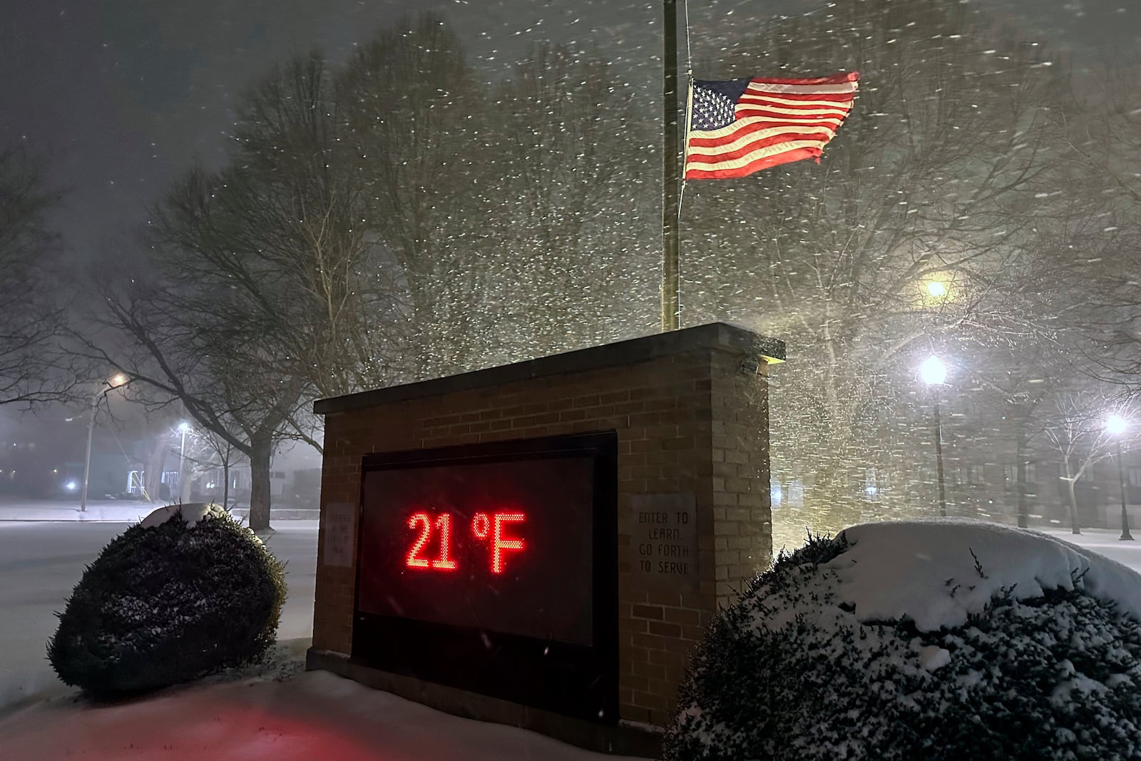 More winter weather blows into Lowville, New York on Saturday, January 4, 2025. (AP Photo/Cara Anna)