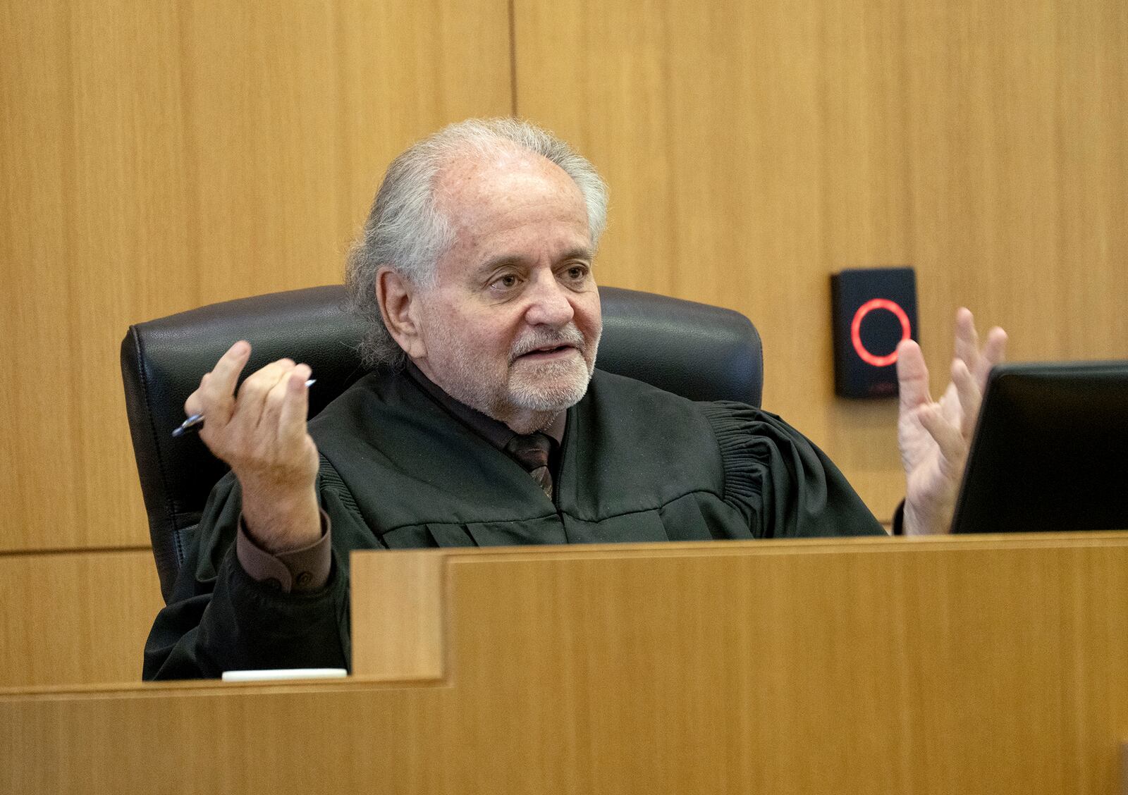 Judge Bruce Cohen speaks during a pre-trial hearing Aug. 28, 2024, during the fake electors case in Maricopa County Superior Court in Phoenix.(Cheryl Evans/The Arizona Republic via AP, Pool)