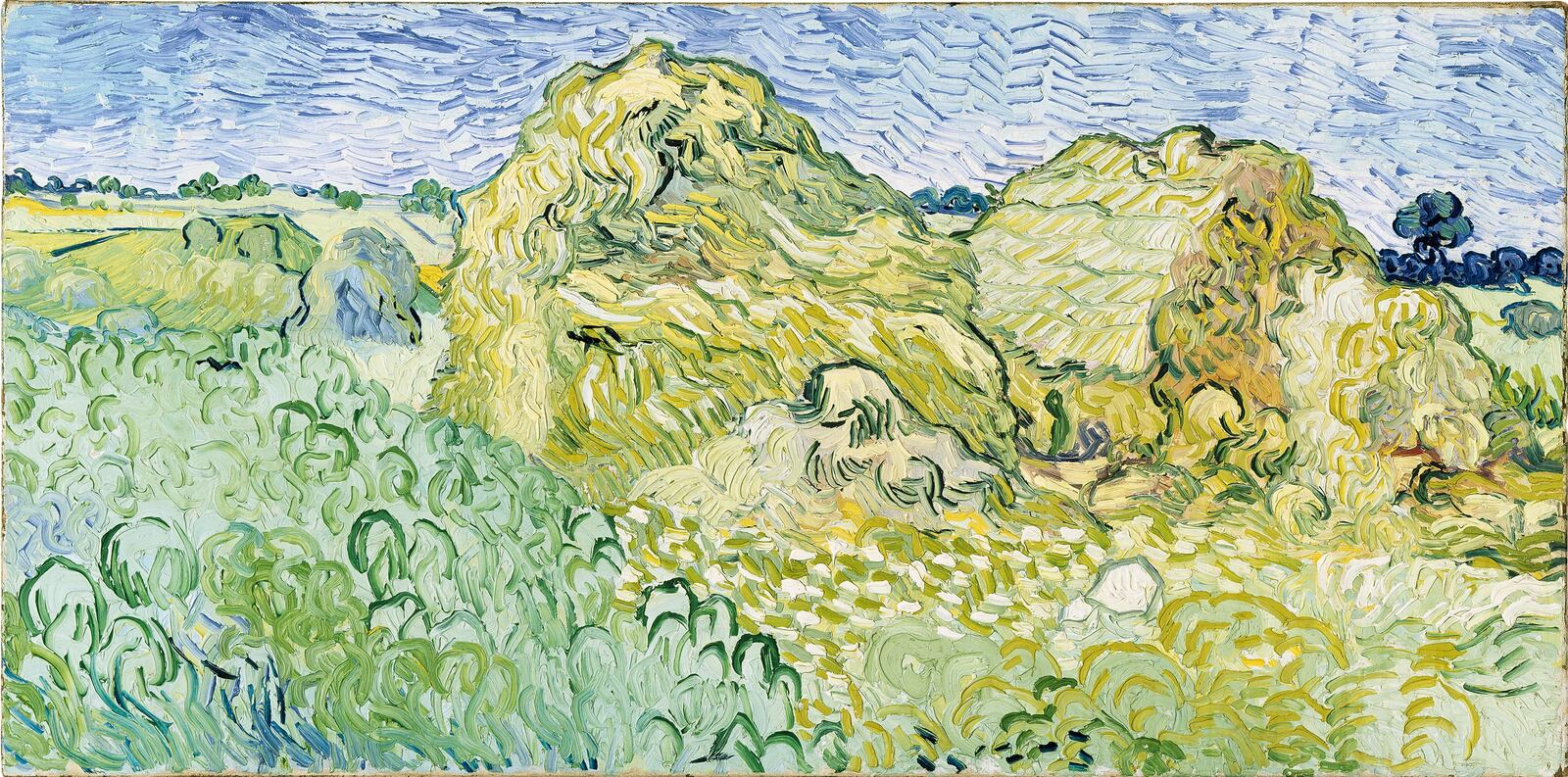 Vincent van Gogh, "Champ aux meules de ble (Field with Stacks of Grain)" (1890)