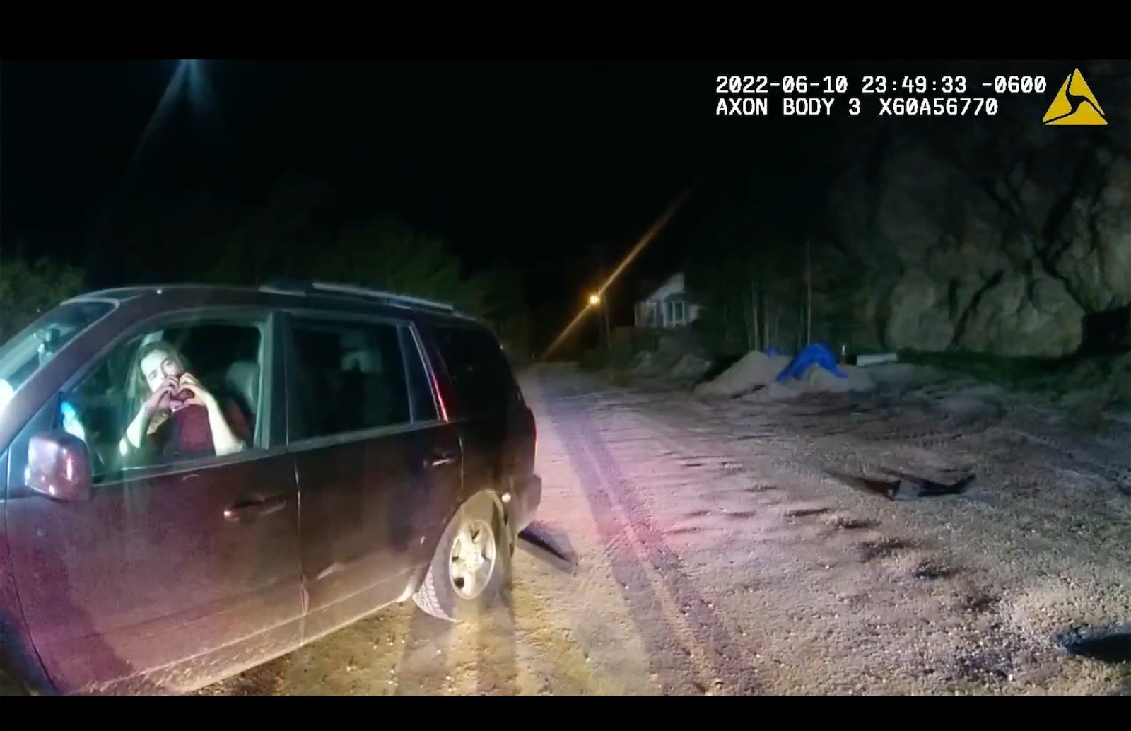 This image provided by The Clear Creek County Sheriff's Office shows video camera footage of the police encounter with Christian Glass on June 10, 2022 in Silver Plume, Colo. (Clear Creek County Sheriff's Office via AP)