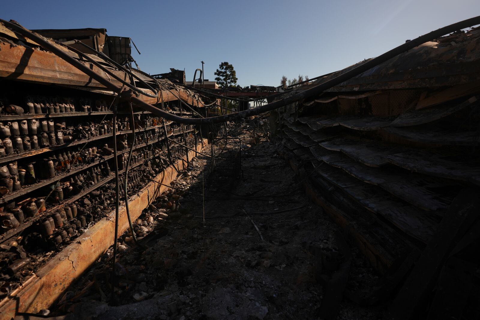 Gelson's Market destroyed by the Palisades Fire is seen in Malibu, Calif., Wednesday, Jan. 15, 2025. (AP Photo/Jae C. Hong)