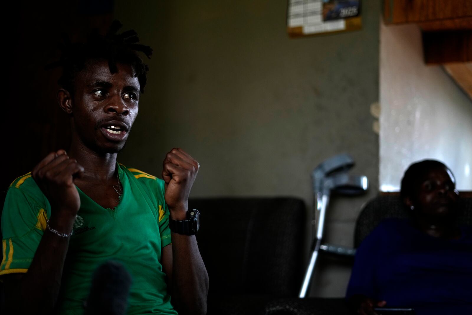 Lucky Mbizana speaks during an interview with The Associated Press in Stilfontein, South Africa, Wednesday, Jan. 15, 2025. (AP Photo/Themba Hadebe)