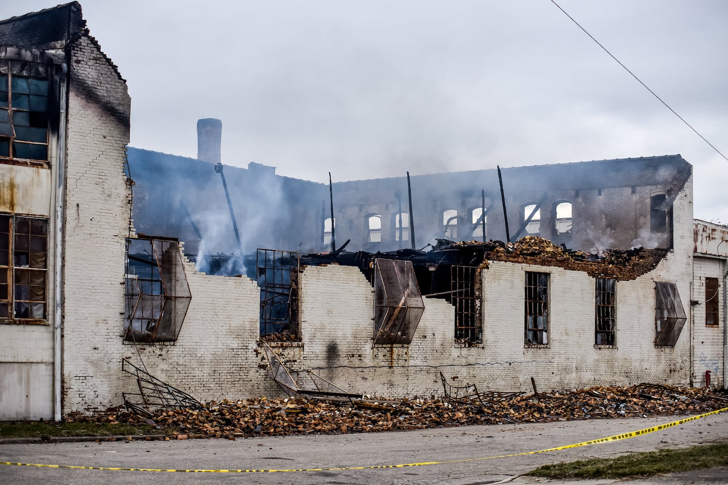 Aftermath of vacant warehouse fire in Middletown