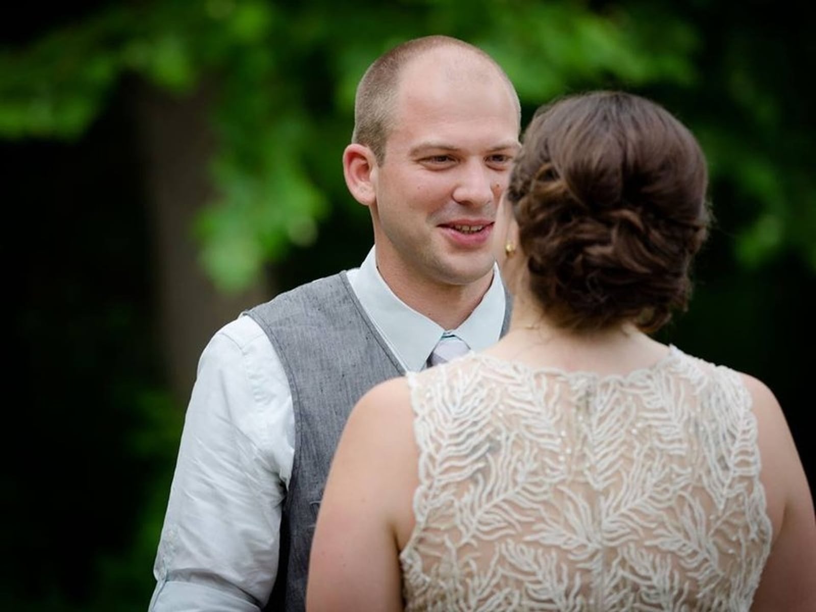 Patrick Wolterman with his wife on their wedding day. LAURA EDRES HICKS/CONTRIBUTED