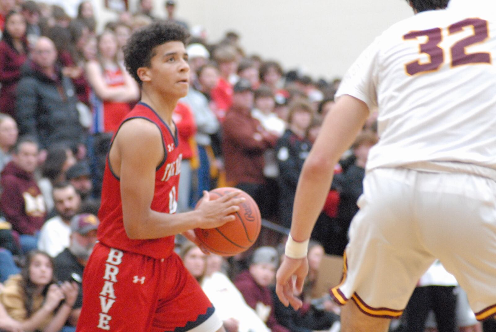 Talawanda sophomore Isaiah Meade-Moss eyes the rim against Ross on Friday night. Chris Vogt/CONTRIBUTED