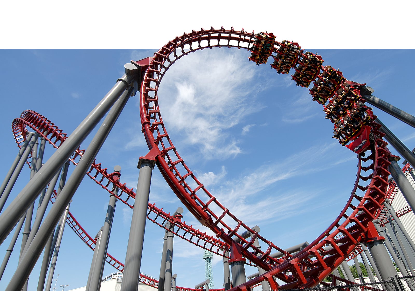 FEELIN’ LOOPY: Firehawk is the only flying coaster in Ohio. It takes willing test pilots 115 feet in the air and through five inversions at speeds of more than 50 mph, all while facing the ground, experiencing the inconceivable feeling of human flight.