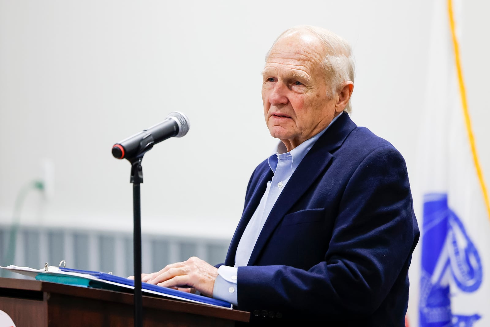 Butler County Veterans Service Commission held their Veterans Day program with breakfast and guest speakers Friday, Nov. 11, 2022 at Butler County Fairgrounds in Hamilton. Butler County Commissioner Don Dixon thanked the veterans during the event. NICK GRAHAM/STAFF