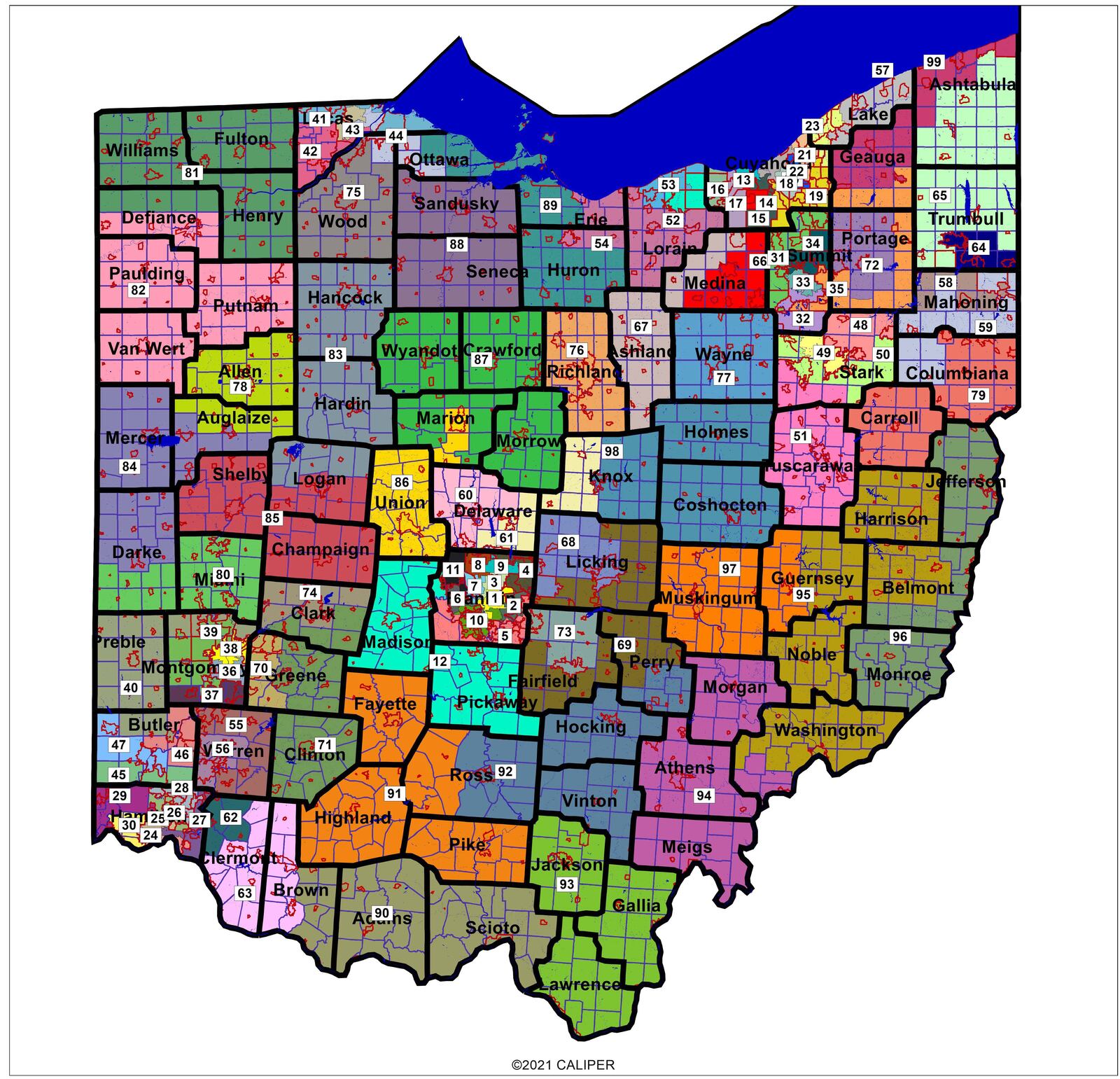 New Ohio House districts approved Feb. 24 by the Ohio Redistricting Commission.