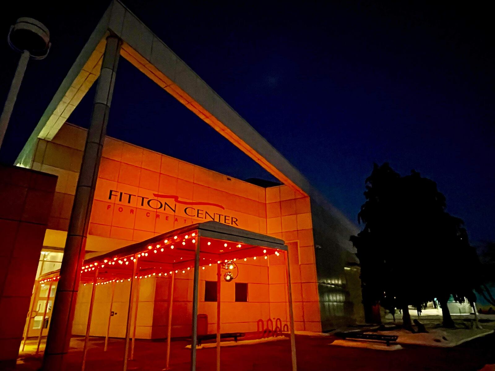 The Fitton Center in Hamilton glows orange in honor of the Cincinnati Bengals making it to Super Bowl LVI. CONTRIBUTED