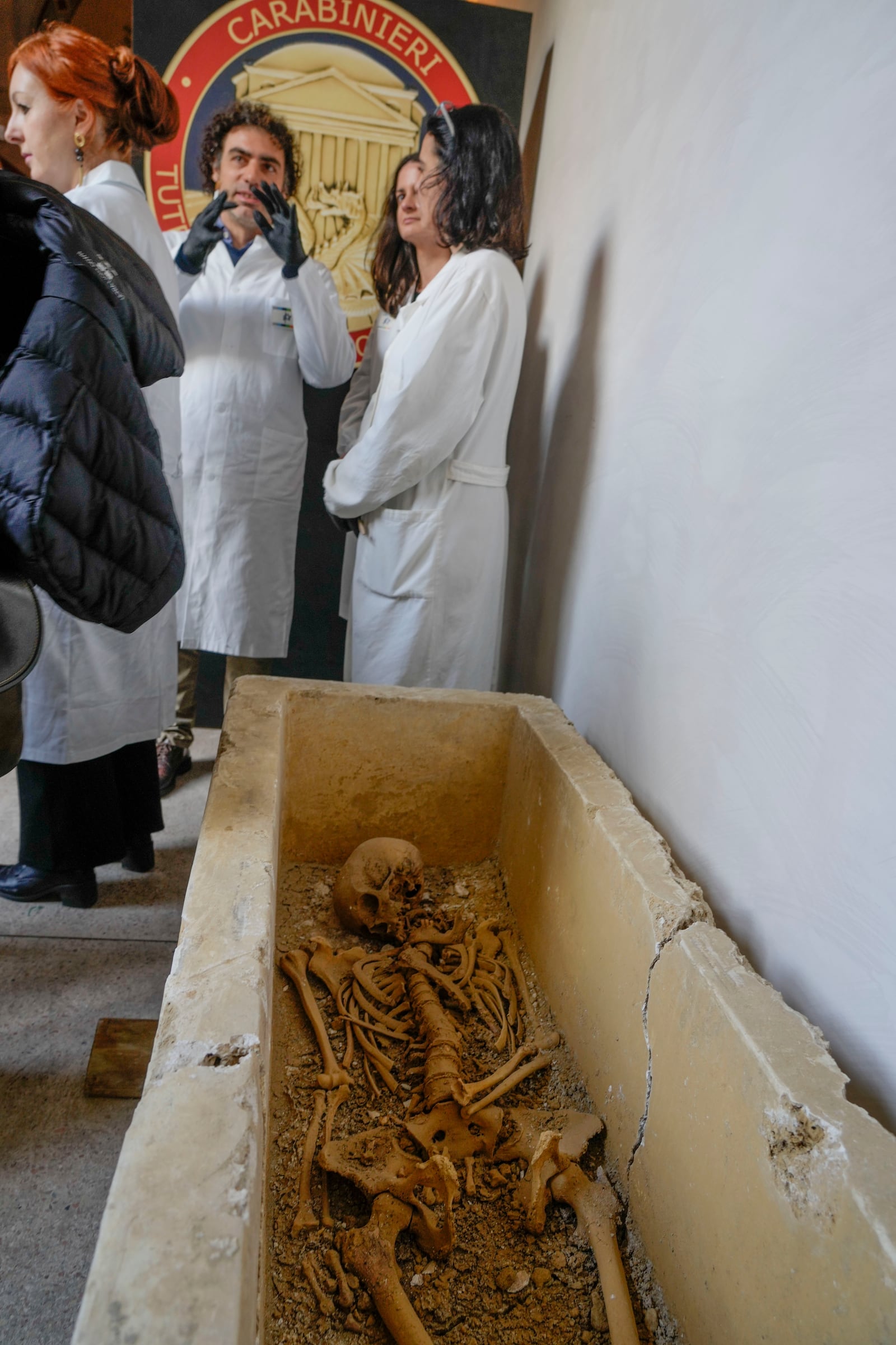 Archaeological finds from the Etruscan era and recovered in a police operation are shown during a press conference in Rome, Tuesday, Nov. 19, 2024. (AP Photo/Gregorio Borgia)