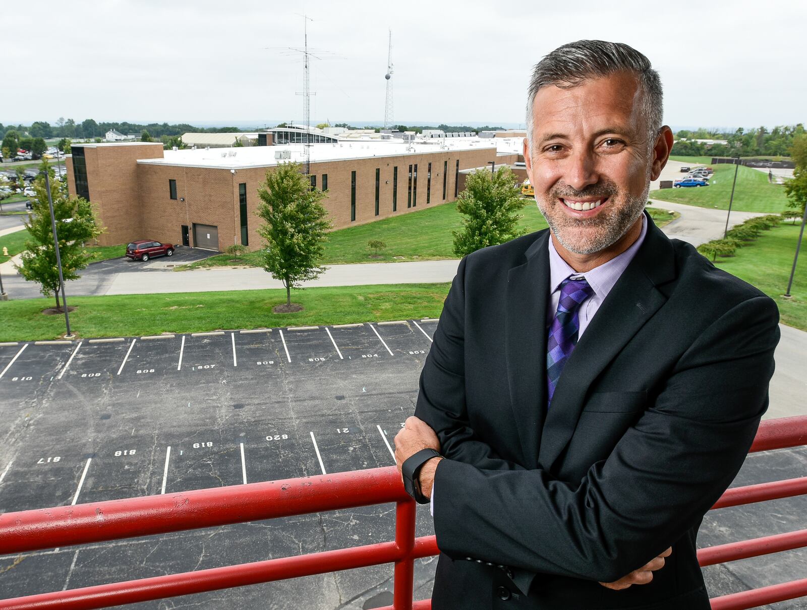 Hired early in 2016, Butler Tech Superintendent Jon Graft has overseen a historic transformation of the county-wide career school system, including adding new campuses and increasing enrollment. Graft, who is pictured here high above the school’s Fairfield Township campus in a student firefighter training tower, is largely credited by area educators and business leaders for advancing the programs at Butler Tech.