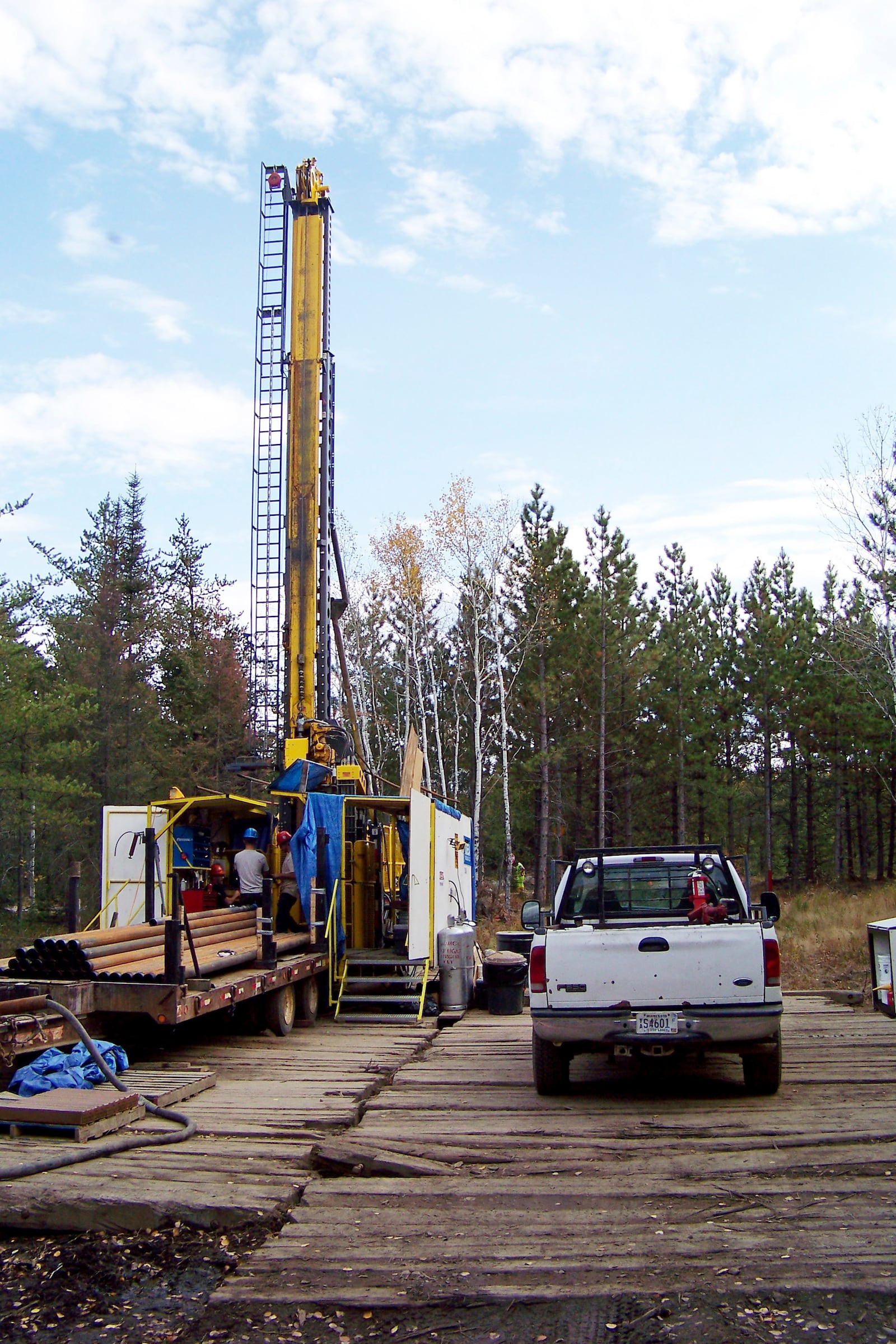 FILE - In this Oct. 4, 2011, file photo, a prospecting drill rig bores into the bedrock near Ely, Minn., in search of copper, nickel and precious metals that Twin Metals Minnesota LLC, hopes to mine near the Boundary Waters Canoe Area Wilderness in northeastern Minnesota. (AP Photo/Steve Karnowski, File)