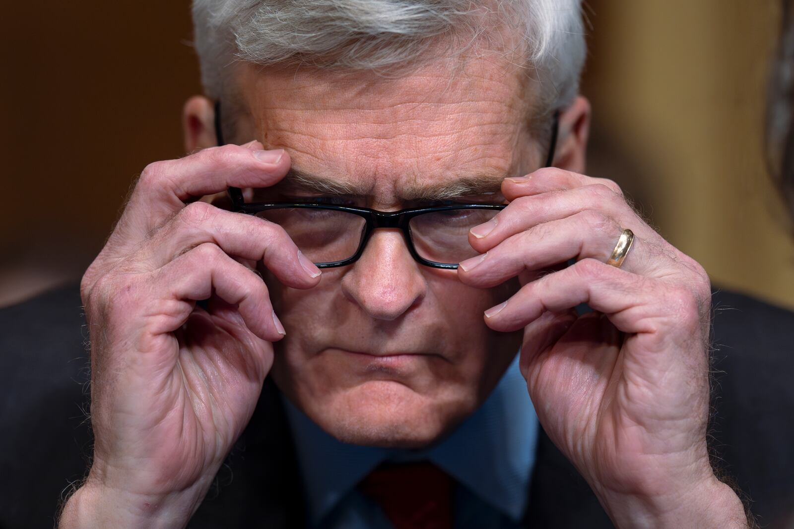 Sen. Bill Cassidy, R-La., keeps his decision until the final moment as the Senate Finance Committee holds a roll call vote to approve the nomination of Robert F. Kennedy Jr. to lead the Health and Human Services Department, at the Capitol in Washington, Tuesday, Feb. 4, 2025. (AP Photo/J. Scott Applewhite)