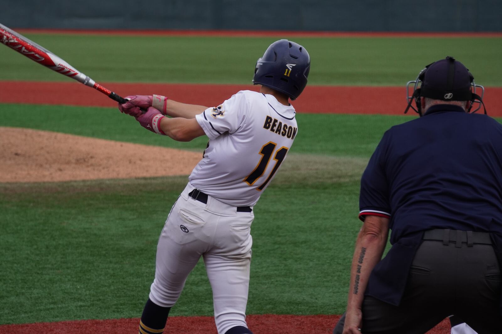 Monroe's AJ Beason takes a swing against Centerville on Friday night at Wright State. Chris Vogt/CONTRIBUTED