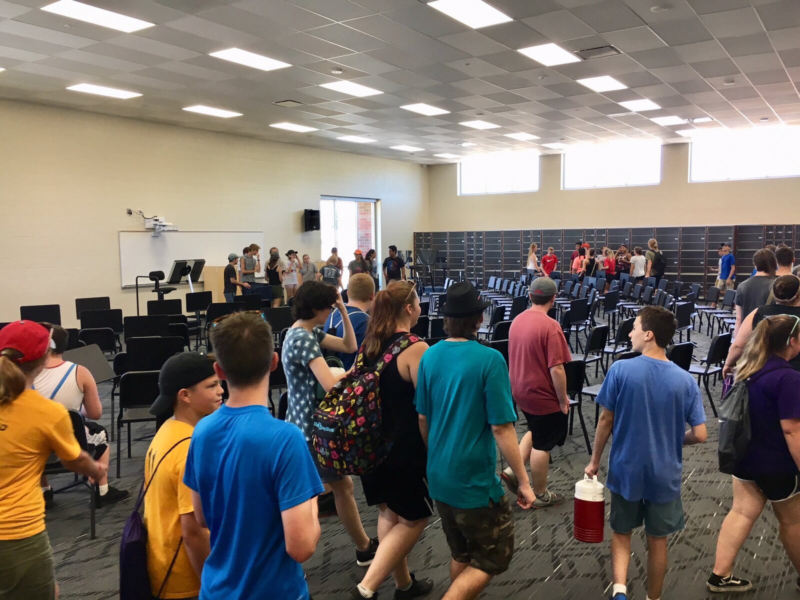 Members of the Middletown High School marching band got their first look at their new band practice room and were surprisingly shocked at the state-of-the-art facility.  