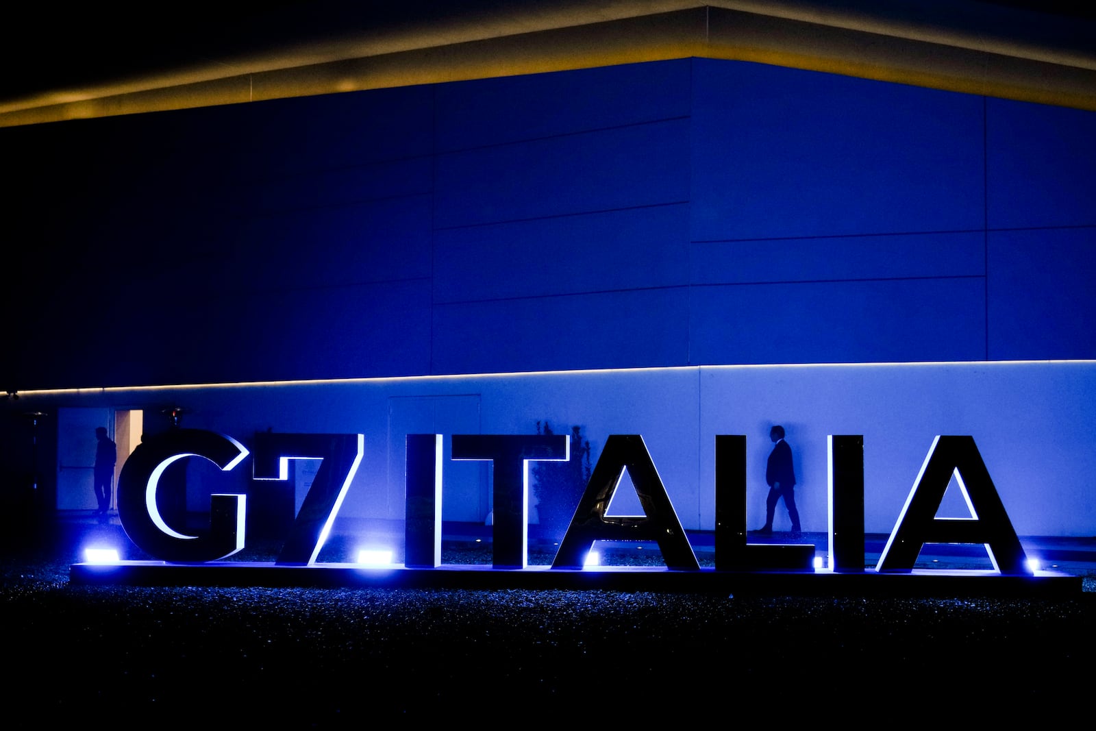 A view of the Palacongressi where Foreign Ministers of the G7 and from different Arab countries met at the G7 of foreign Ministers in Fiuggi, some 70 kilometers south-east of Rome, Monday, Nov. 25, 2024. (AP Photo/Alessandra Tarantino)