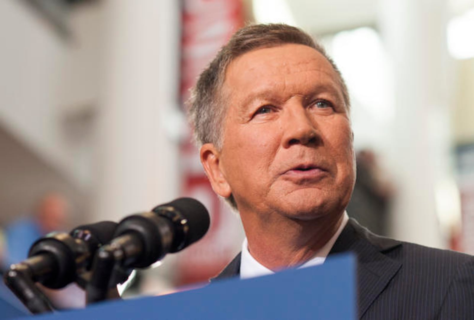 COLUMBUS, OHIO - JULY 21:    
Ohio Governor John Kasich gives his speech announcing his 2016 Presidential candidacy at the Ohio Student Union, at The Ohio State University on July 21, 2015 in Columbus, Ohio. Kasich became the 16th candidate to officially enter the race for the Republican presidential nomination.  (Photo by Ty Wright/Getty Images)