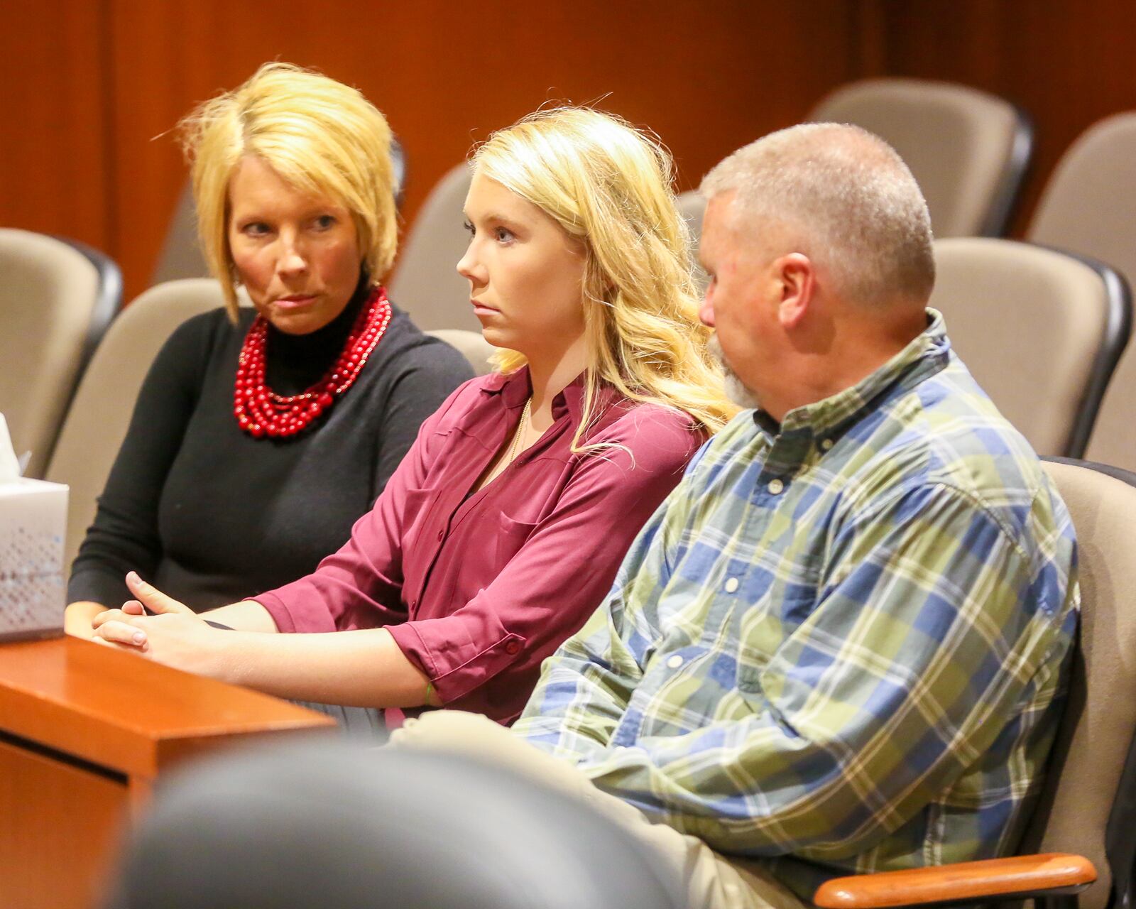 Brooke Skylar Richardson appeared in Warren County Common Pleas Court with her parents Sept. 6 for a pretrial hearing, however, court proceedings did not go on the record. GREG LYNCH/STAFF