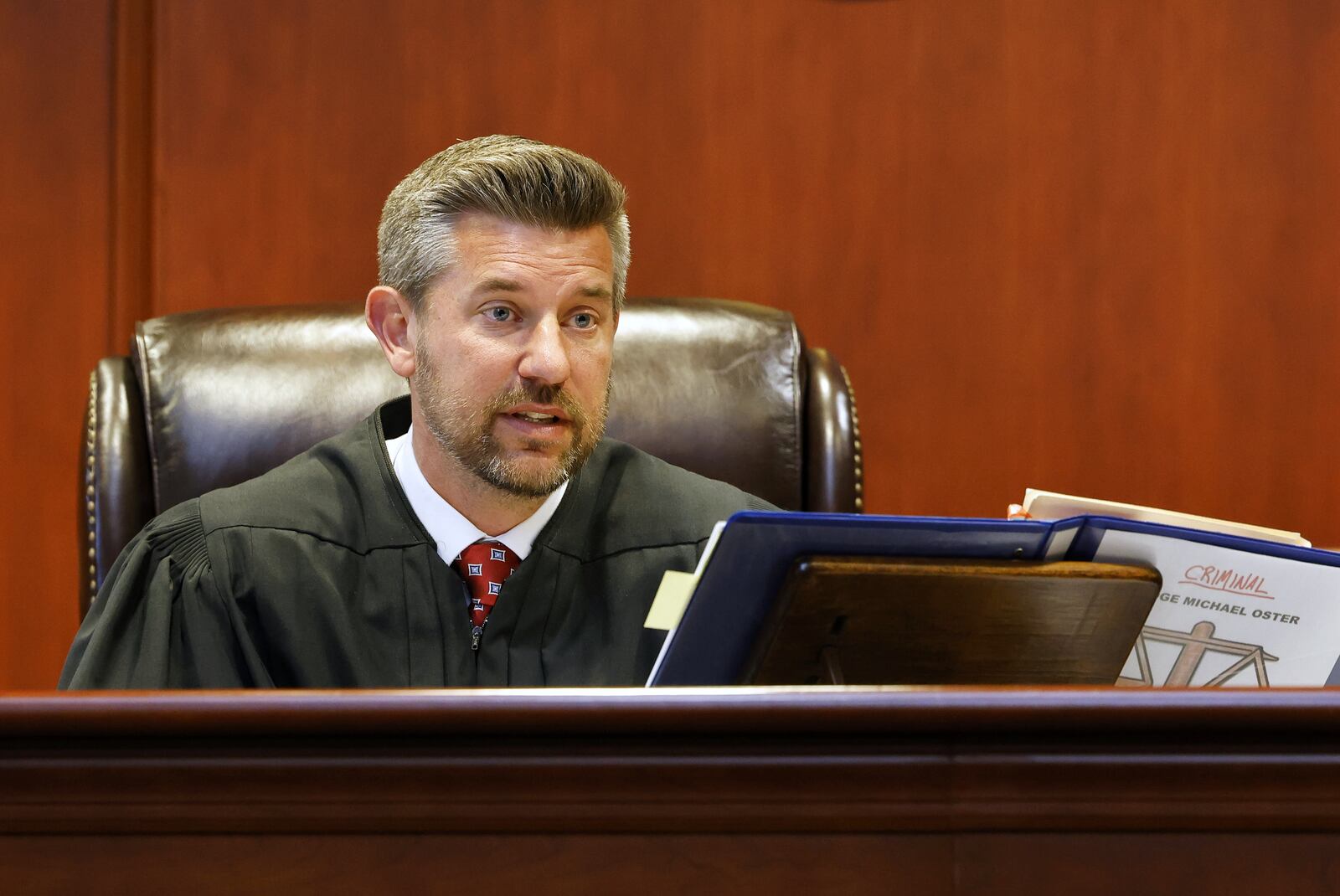 Judge Michael Oster delivers instructions to the jury for the trial of Taranpreet Singh, accused of raping four women in 2019 and 2020, Tuesday, Sept. 28, 2021 in Butler County Common Pleas Court in Hamilton. NICK GRAHAM / STAFF