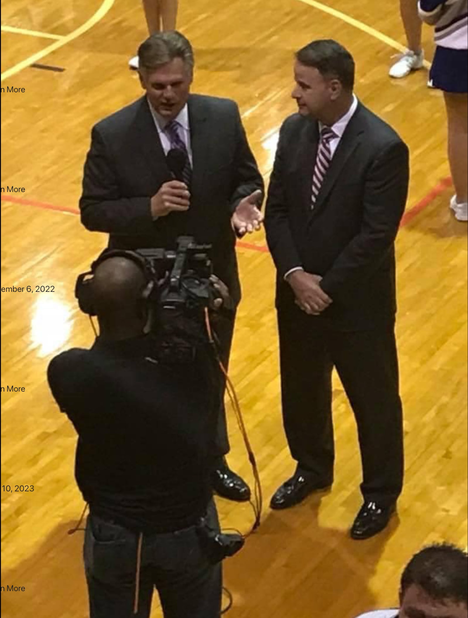 Justin Jemison works the camera as Lenny Robinson and Marty Flescher from TV Middletown announce before the final boys basketball game at Wade E. Miller Gym. SUBMITTED PHOTO