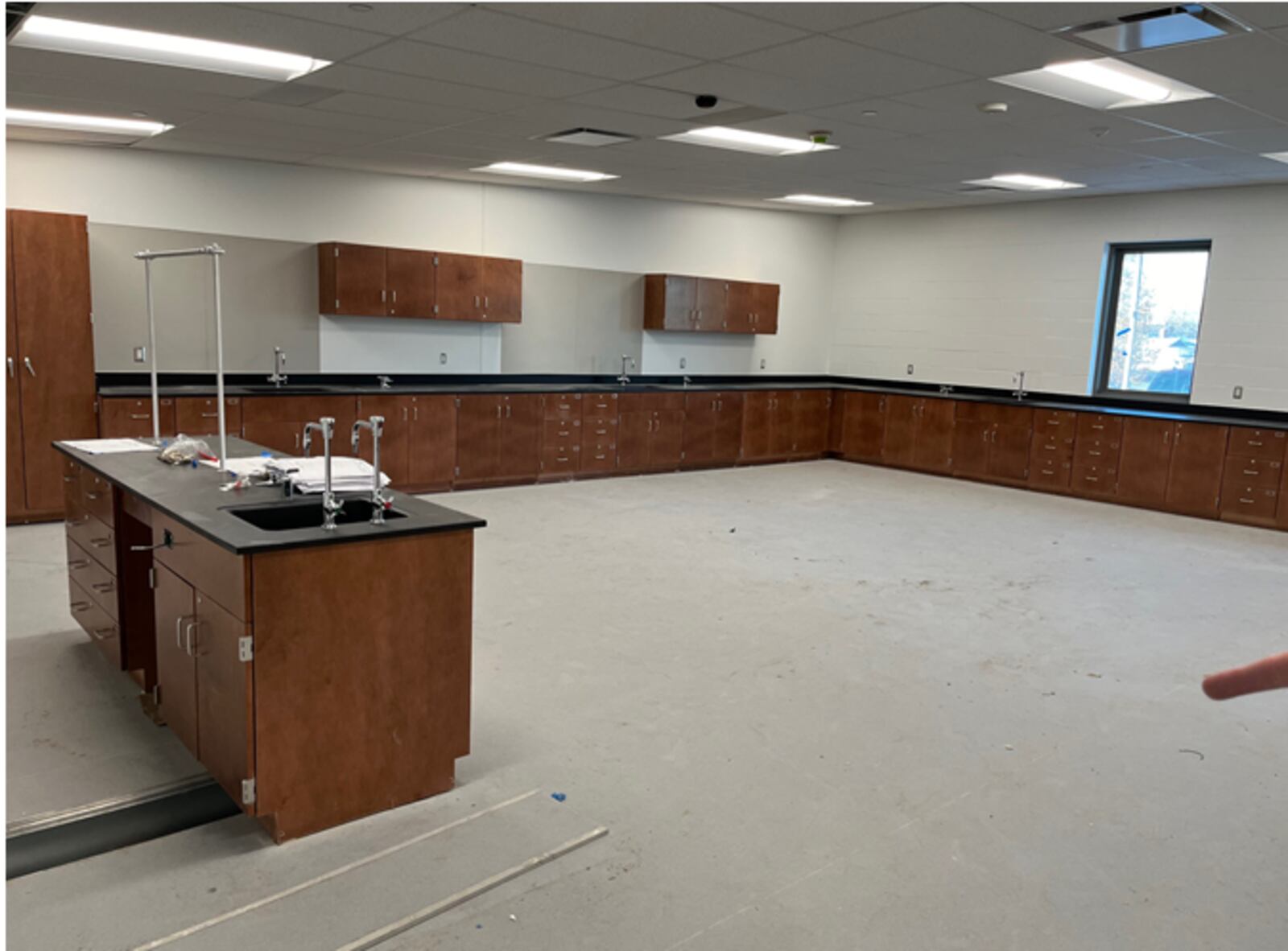 This is one of the new science classrooms that students will be using at Franklin High School. The new building opens in March 2024.  ED RICHTER/STAFF