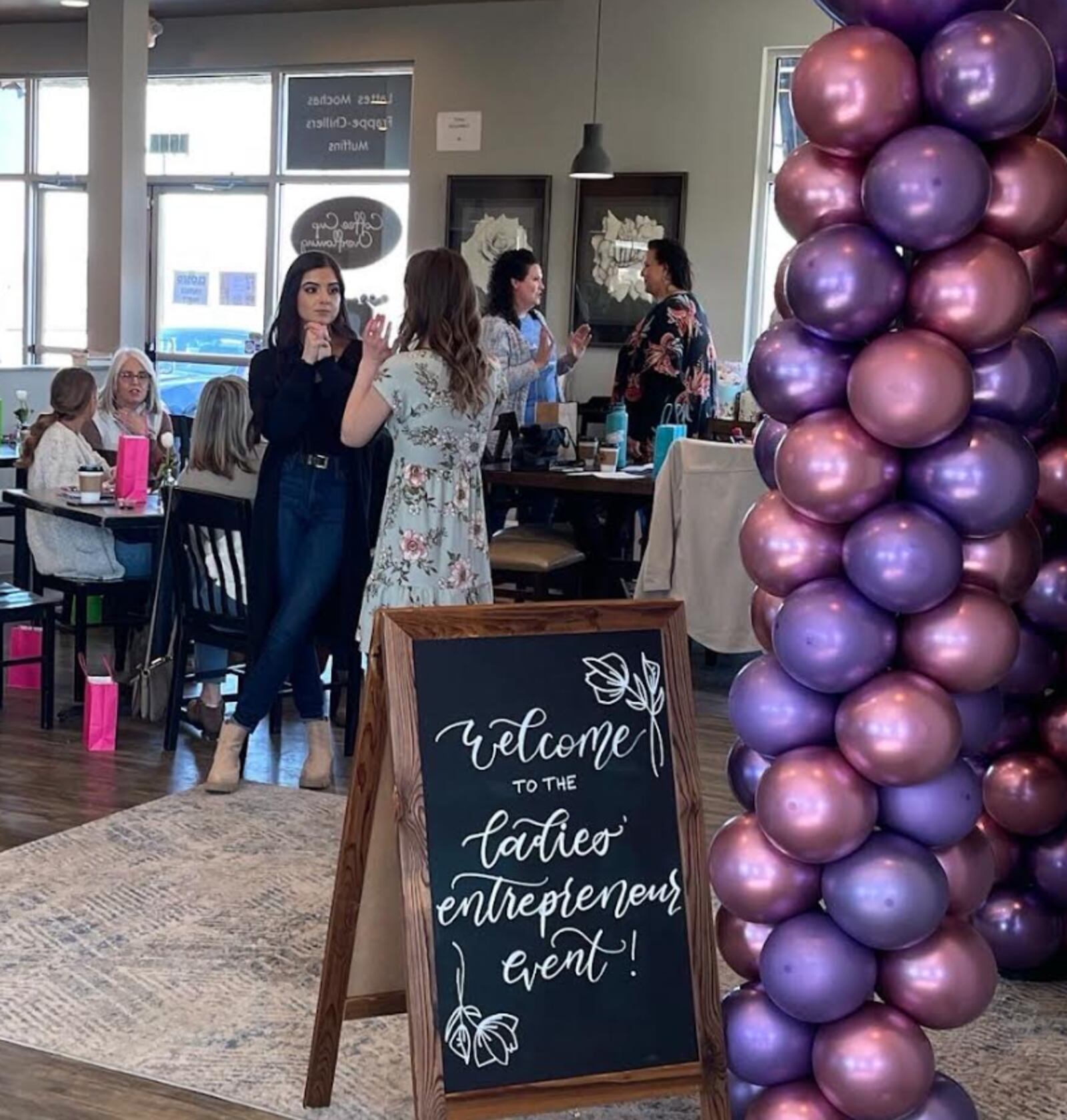 Local entrepreneur Maygan Ward founded “The GROWmunity” to foster other entrepreneurs in the area. Shown here is a woman's entrepreneur meetup at Coffee Cup Overflowing in Fairfield Twp. CONTRIBUTED