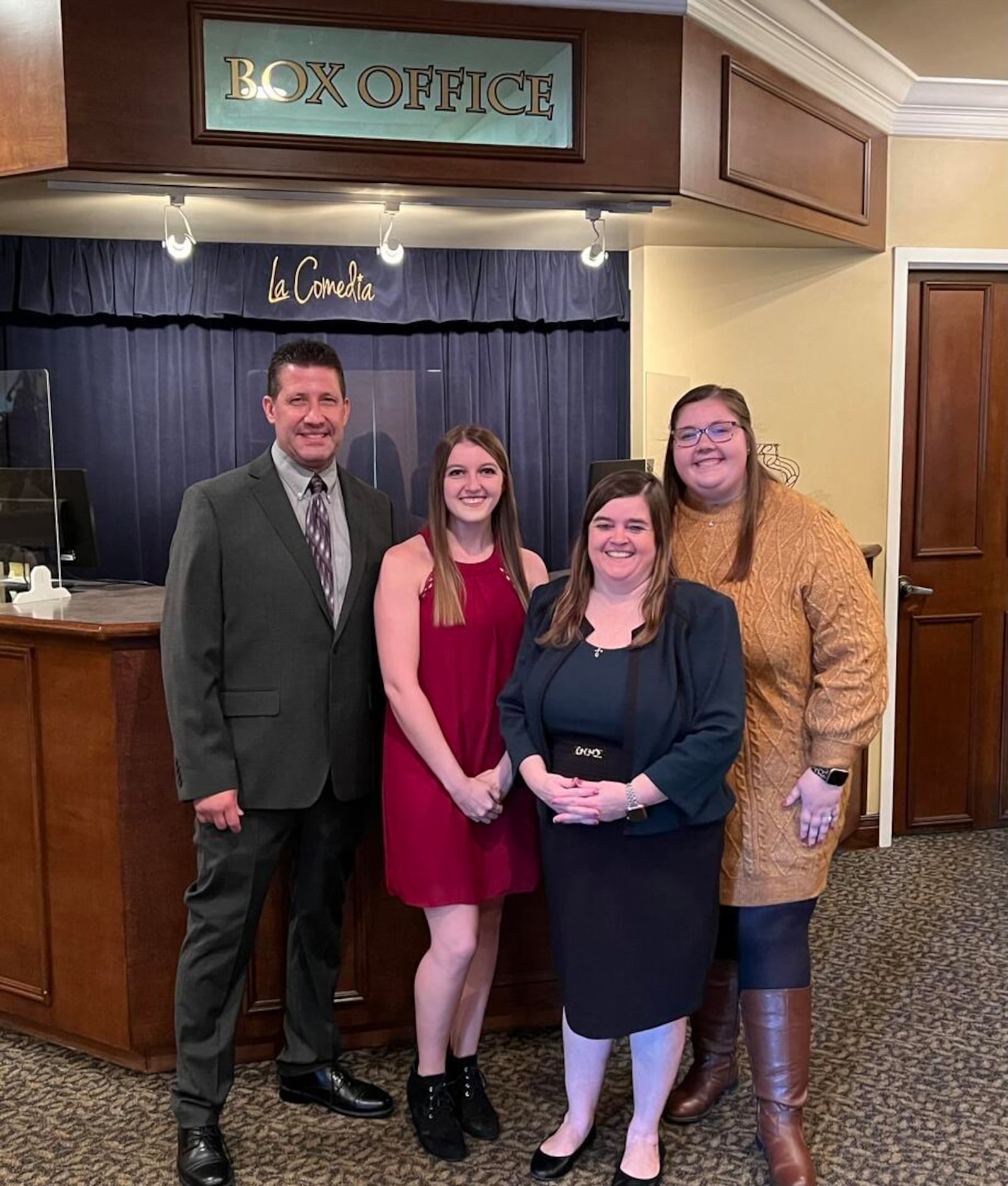 Dave and Sherry Gabert are the owners of La Comedia Dinner Theatre in Springboro. Pictured left to right: Dave, Allison (daughter), Sherry, and Emily (daughter). FACEBOOK PHOTO