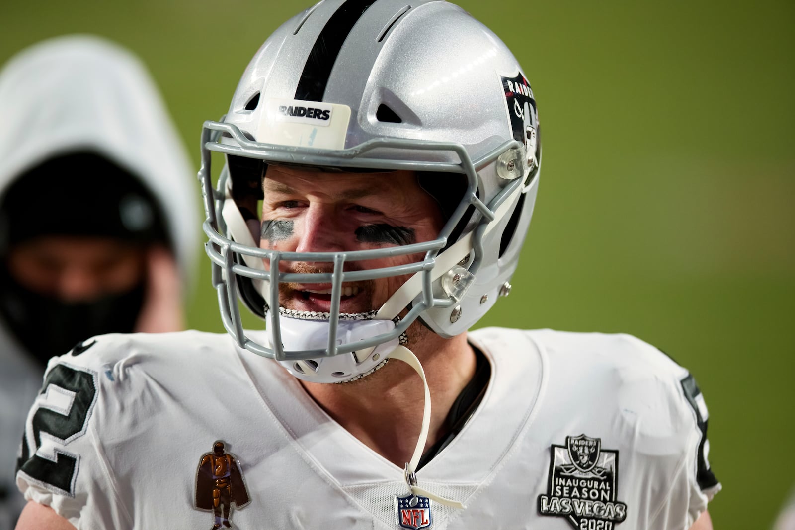 FILE - Las Vegas Raiders tight end Jason Witten (82) smiles as he walks off the field after a 32-31 win against the Denver Broncos in an NFL football game, Sunday, Jan.. 3, 2021, in Denver. (AP Photo/Justin Edmonds, file)