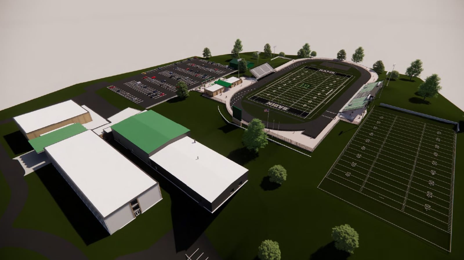 Pictured is an artist's rendering of a proposed athletic complex for Stephen T. Badin High School. The plan will be up for discussion at the April 21 Hamilton Planning Commission meeting. PROVIDED