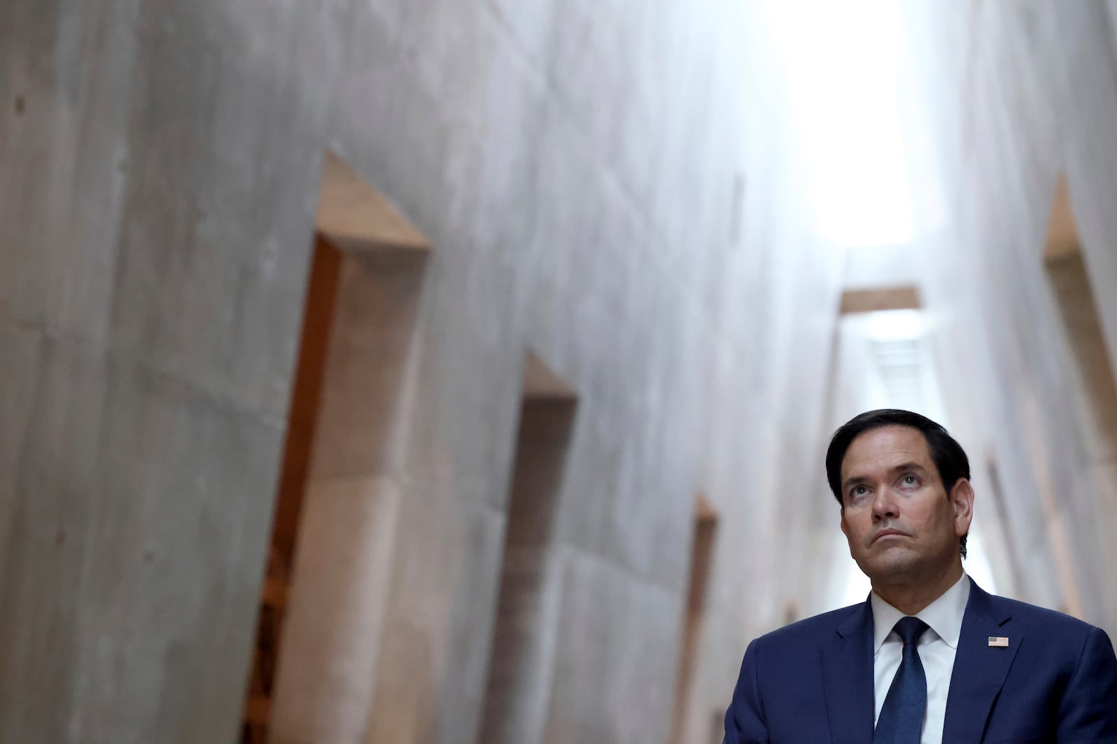 U.S. Secretary of State Marco Rubio tours Yad Vashem, the World Holocaust Remembrance Center, in Jerusalem, Israel, Sunday Feb. 16, 2025. (Evelyn Hockstein, Pool Photo via AP)