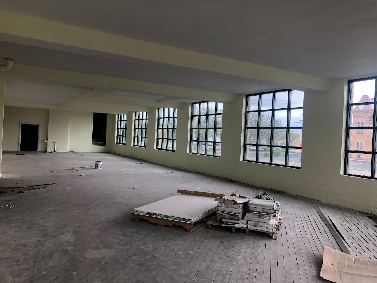 This is one of the two banquet halls that's being remodeled in the former Middletown Journal building. The halls will seat between 150-200 people, said Raymond Scott, who owns the building. RICK McCRABB/STAFF