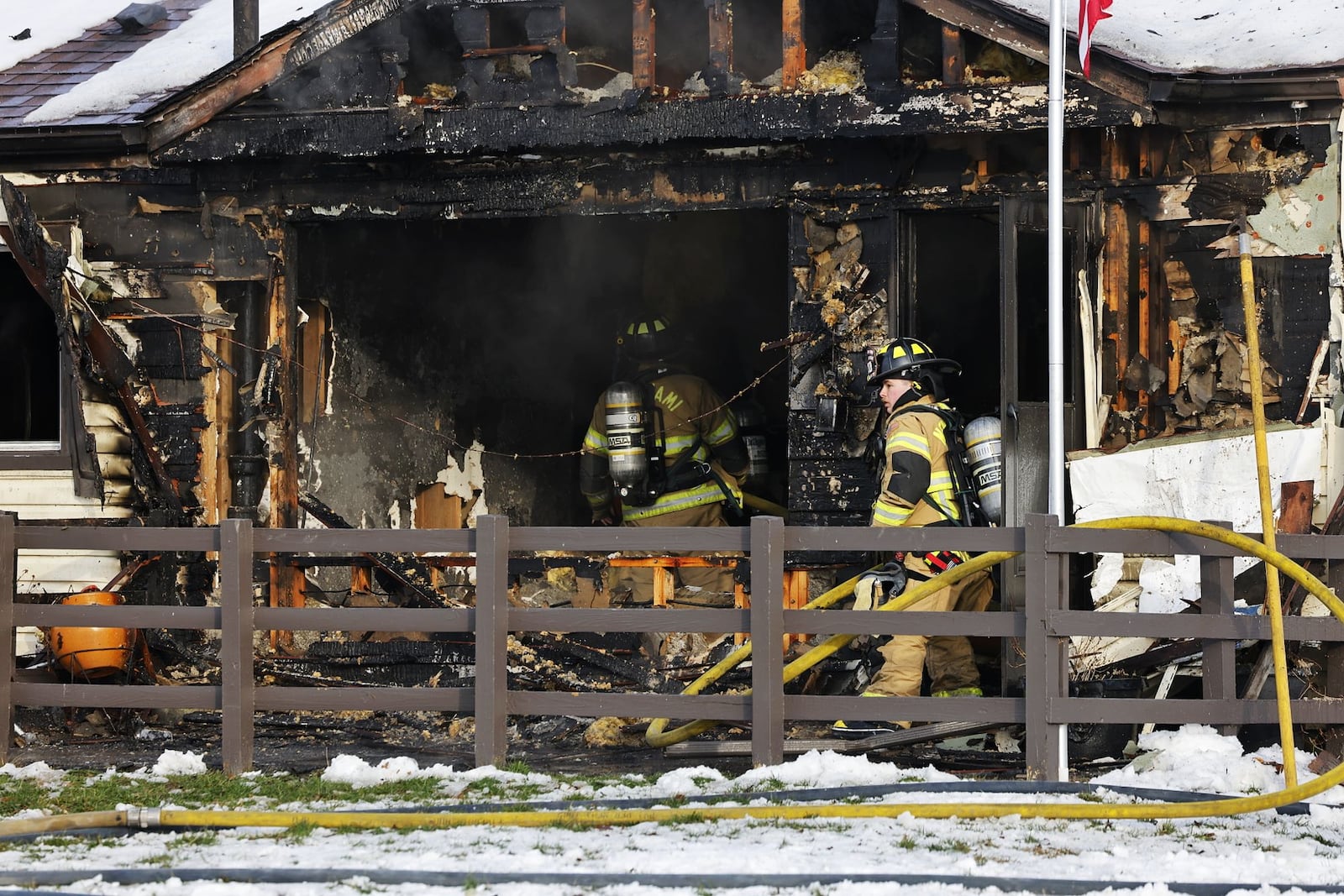 St. Clair Twp. firefighters battled a fire Tuesday morning in Sharon Park. Nick Graham/STAFF