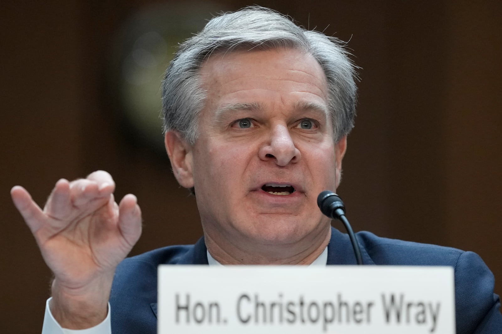 FILE - FBI Director Christopher Wray testifies before a Senate Judiciary Committee oversight hearing on Capitol Hill in Washington, Dec. 5, 2023. (AP Photo/Susan Walsh, File)