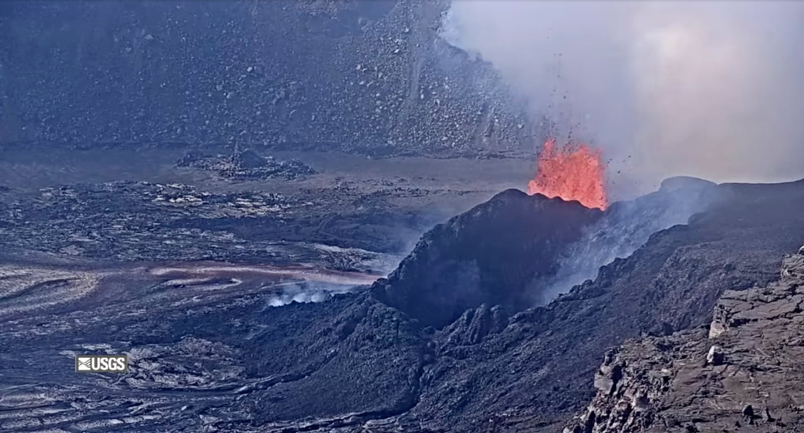 This image provided by United States Geological Survey (USGS) shows the eruption of Kilauea Volcano on the Big Island of Hawaii on Wednesday, March 5 2025. (United States Geological Survey via AP)