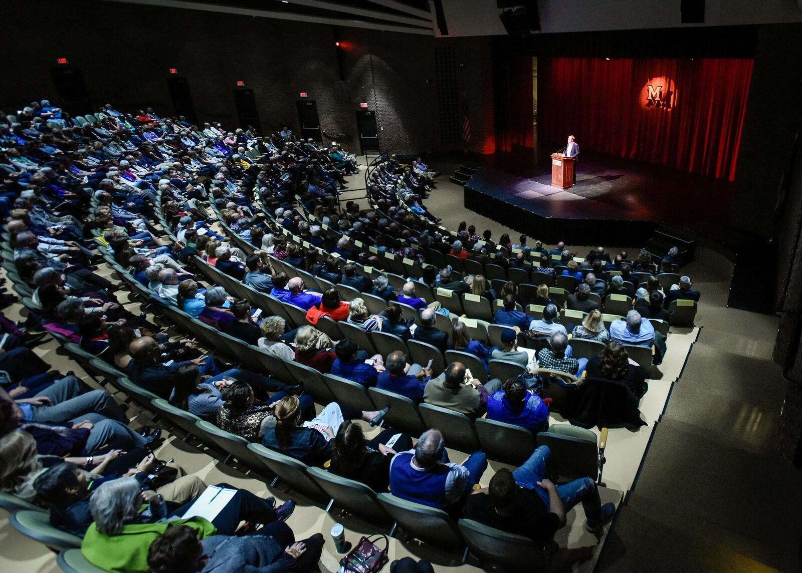 J.D. Vance, author of the best-selling book “Hillbilly Elegy: A Memoir of a Family and Culture in Crisis” and a Middletown native, speaks to the crowd during the 2017 Alex & Lena Casper Memorial Lecture on March 9 at Dave Finkelman Auditorium at Miami University Middletown. 